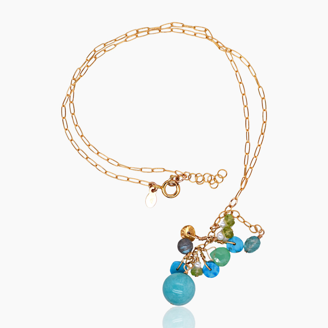 Amazonite Blues Colorblock Dangly Necklace