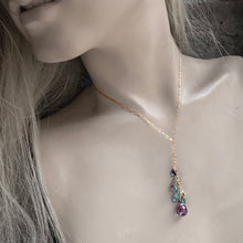 Load image into Gallery viewer, Purple &amp; Blue Colorblock Dangly Necklace
