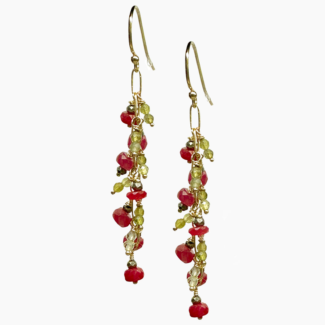 Holly Branch Ruby Earrings