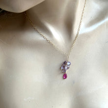 Load image into Gallery viewer, Lilac Amethyst cluster with Pink Sapphire Necklace
