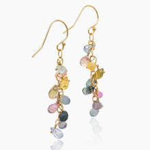 Load image into Gallery viewer, Multi Sapphire Chain Dangle Earrings
