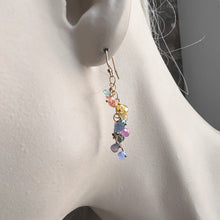 Load image into Gallery viewer, Multi Sapphire Chain Dangle Earrings
