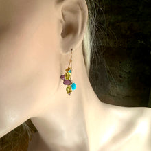 Load image into Gallery viewer, Signature Turquoise Peridot Amethyst Gold Earrings
