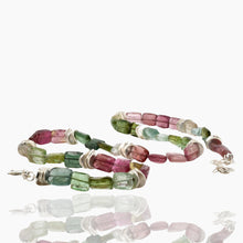 Load image into Gallery viewer, Watermelon Tourmaline Chicklet Silver Choker
