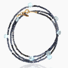 Load image into Gallery viewer, Triple Wrap Blue Sapphire With Topaz /Necklace
