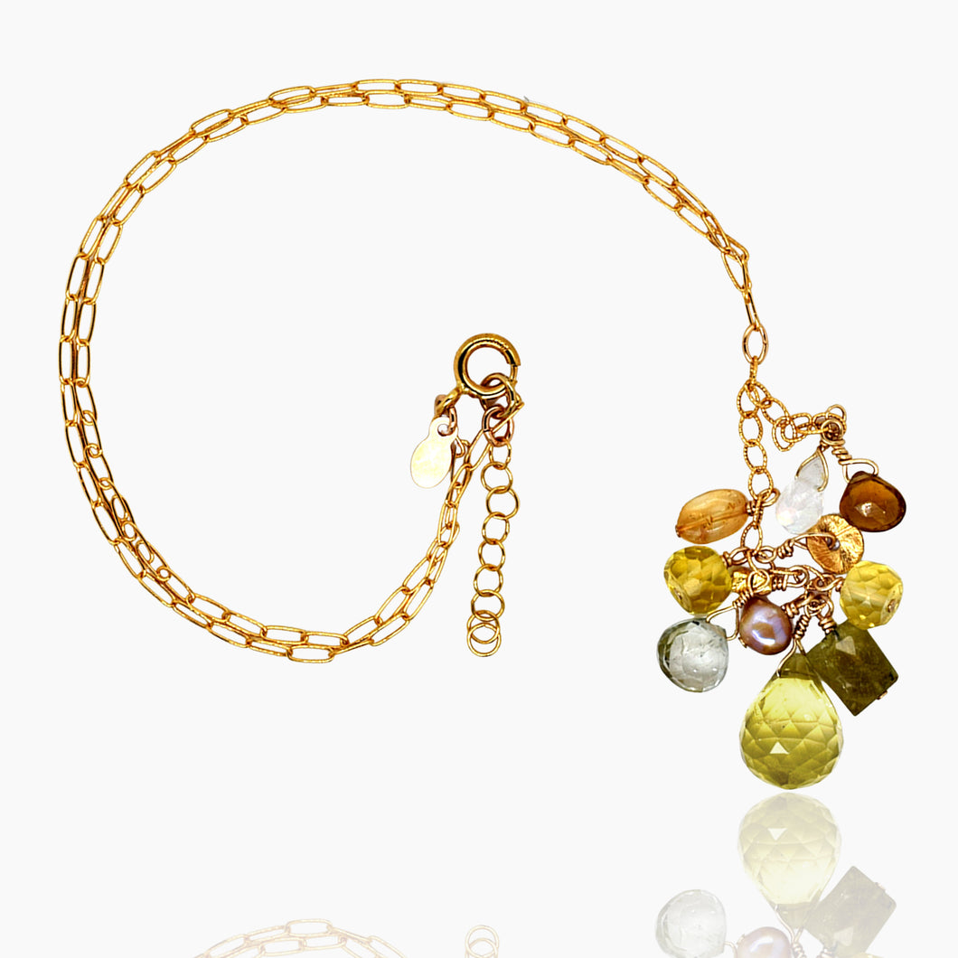 Citrine Yellow Colorblock Dangly Necklace