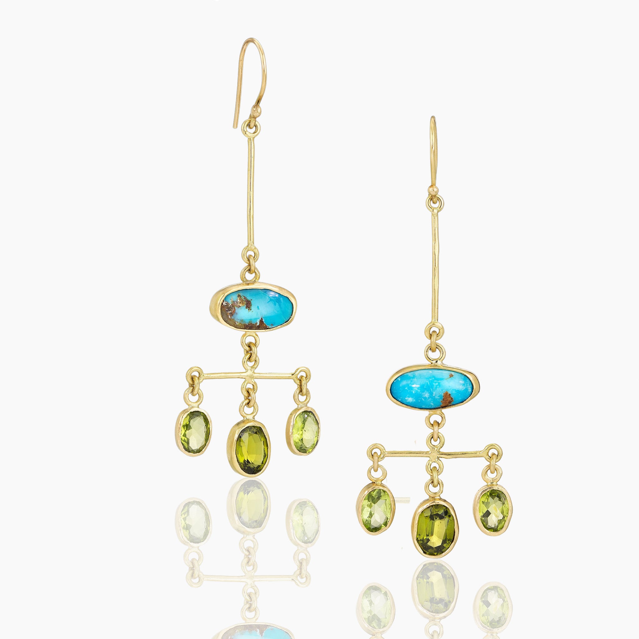 Chandelier Earring with Turquoise and Peridot – Lori Kaplan