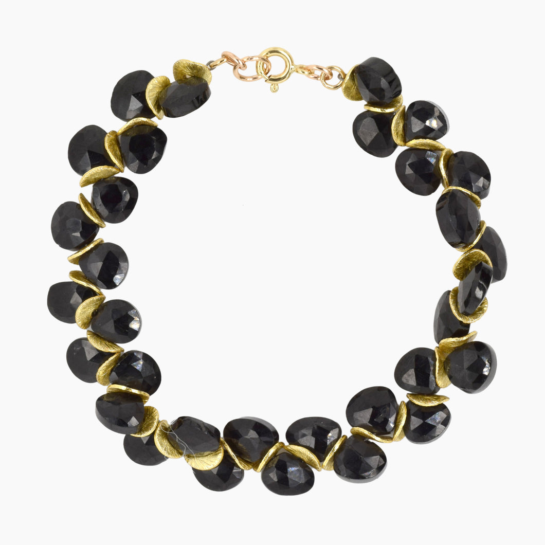 Black Spinel Signature Gold Bracelet